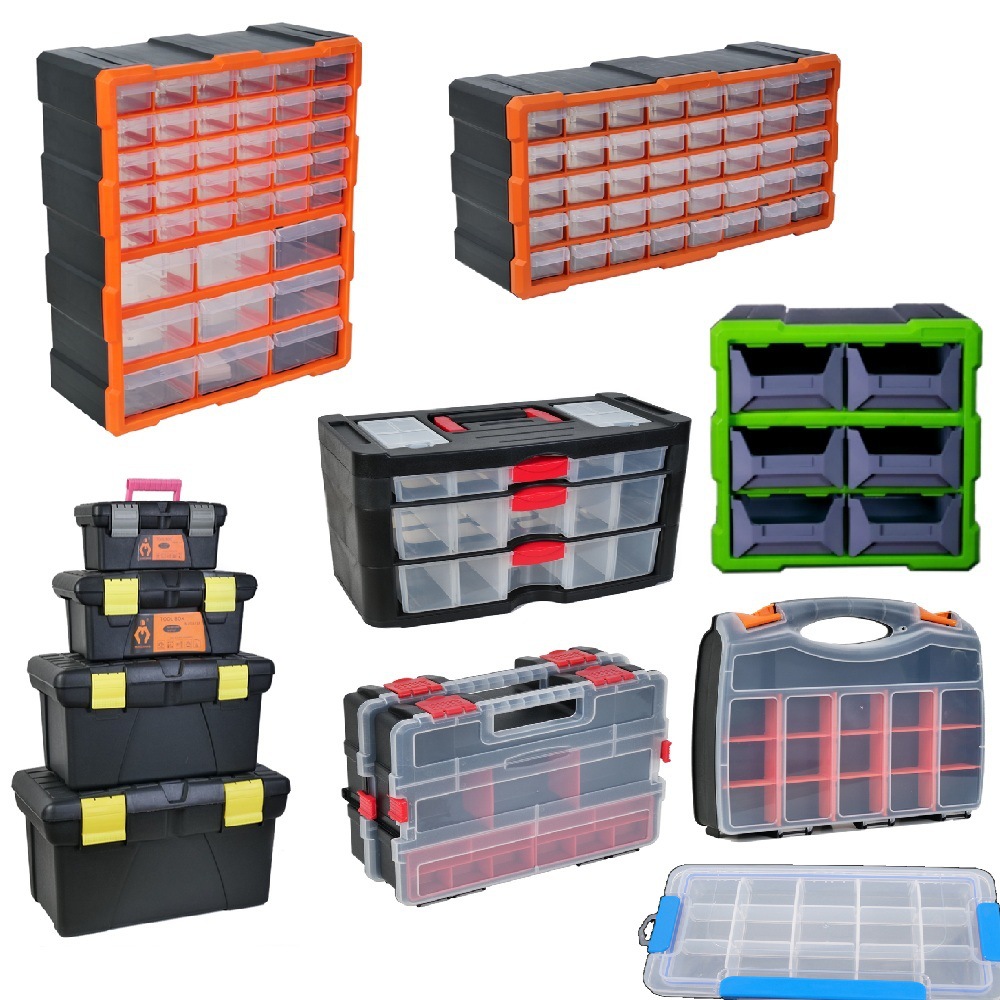 PP塑料工具箱抽屉收纳盒多格五金零件柜分层手提电子元器件防水箱